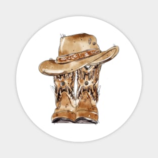 Cowboy hat with boots Magnet